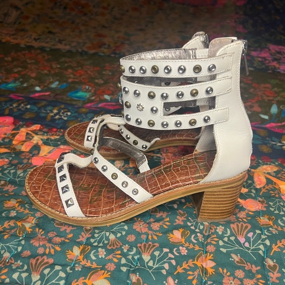 Sam Edelman Studded White and Brown heeled Gladiator Sandals - Picture 4 of 4
